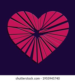 Broken heart vector illustration. Print poster graphics.