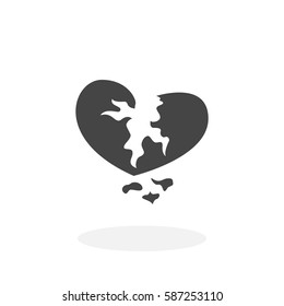 Broken heart vector logo. Flat design style. Modern vector pictogram for web graphics - stock vector