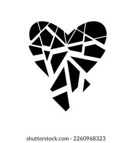 Broken heart, vector monochrome icon.