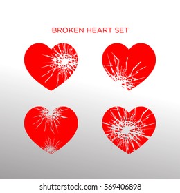 Broken Heart Vector Set for Valentines day. Vector Illustration