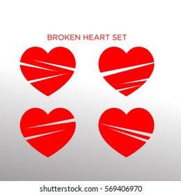 Broken Heart Vector Set for Valentines day. Vector Illustration