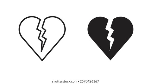 Broken heart vector web icons set