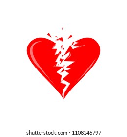 Broken heart, white background.