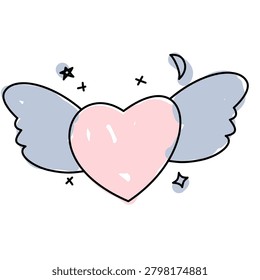Broken Heart with Wings Abstract Vector Illustration Emotional Concept