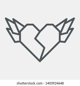 Broken heart wings valentine day quality vector illustration cut svg