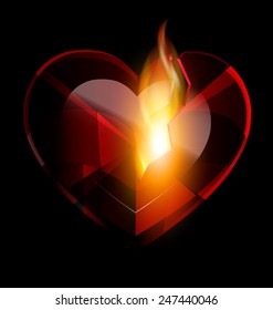 broken heart-crystal and flame