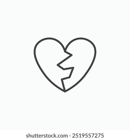 Broken heartline in Thin line black color. flat simple vector symbols illustration.