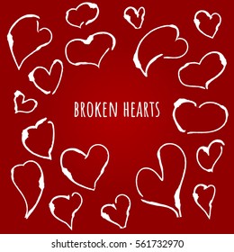 Broken hearts, heartbreak. Vector illustration