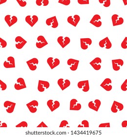 broken hearts seamless pattern on white background. flat line love concept design. eps 10