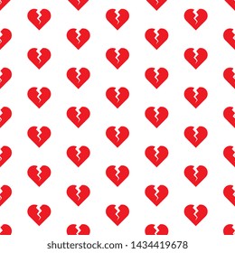 broken hearts seamless pattern on white background. flat line love concept design. eps 10