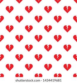 broken hearts seamless pattern on white background. flat line love concept design. eps 10