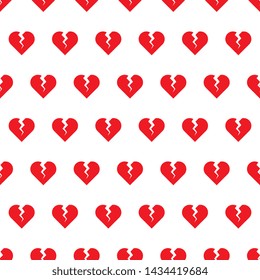 broken hearts seamless pattern on white background. flat line love concept design. eps 10