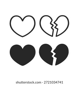 Corazones rotos Vector lindo ilustración