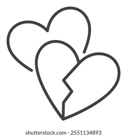 Broken Hearts vector Love Sorrow concept minimalistic icon or design element