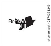Broken Hill Australia map and black lettering design on white background