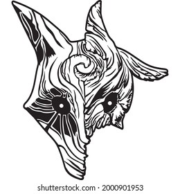 Broken Horror Mask with Horns and Wings