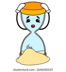 broken hourglass character illustration hand drawn isolated vector