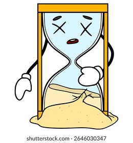 broken hourglass character illustration hand drawn isolated vector
