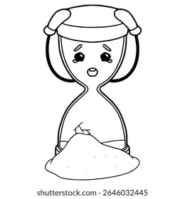 broken hourglass character illustration hand drawn outline vector