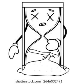 broken hourglass character illustration hand drawn outline vector
