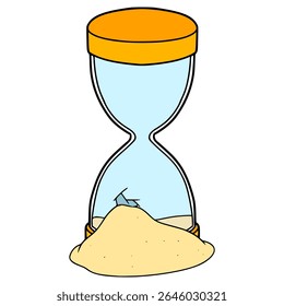 broken hourglass illustration hand drawn isolated vector
