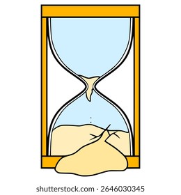 broken hourglass illustration hand drawn isolated vector
