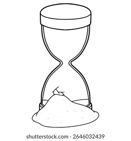 broken hourglass illustration hand drawn outline vector