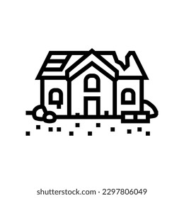broken house disaster line icon vector. broken house disaster sign. isolated contour symbol black illustration