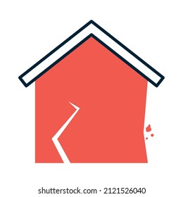 Broken House Icon On White Background