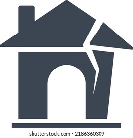 Broken House Icon On White Background