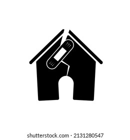 Broken House Icon. Repair House Or Building  Concept. Home Icon. 