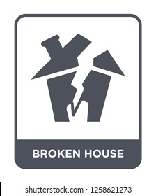 Broken House Icon Vector On White Background, Broken House Trendy Filled Icons From Meteorology Collection, Broken House Simple Element Illustration