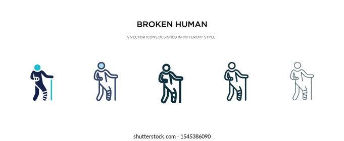 broken human icon in different style vector illustration. two colored and black broken human vector icons designed in filled, outline, line and stroke style can be used for web, mobile, ui