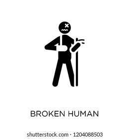 broken human icon. broken human symbol design from Feelings collection. Simple element vector illustration on white background.
