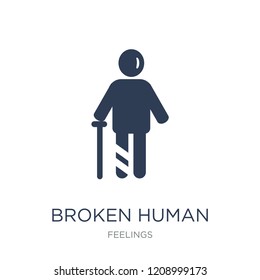 broken human icon. Trendy flat vector broken human icon on white background from Feelings collection, vector illustration can be use for web and mobile, eps10
