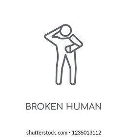 broken human linear icon. Modern outline broken human logo concept on white background from Feelings collection. Suitable for use on web apps, mobile apps and print media.