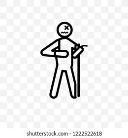broken human vector linear icon isolated on transparent background, broken human transparency concept can be used for web and mobile