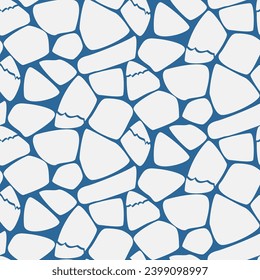 Broken ice parts seamless vector pattern. Winter background with cartoon frozen water slice.