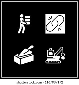 broken icon. 4 broken vector set. bricks, brick, broken link and demolishing icons for web and design about broken theme
