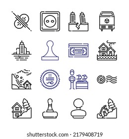 broken Icon Set with line icons. Modern Thin Line Style. Suitable for Web and Mobile Icon. Vector illustration EPS 10.