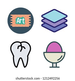 broken icon set. vector set about broken tooth, layers, brickwall and egg icons set.