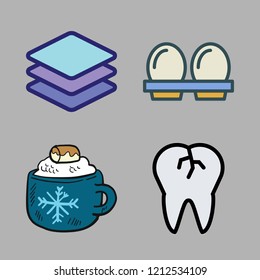broken icon set. vector set about broken tooth, eggs, layers and chocolate icons set.