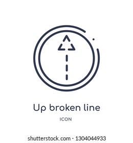 up broken icon from user interface outline collection. Thin line up broken icon isolated on white background.