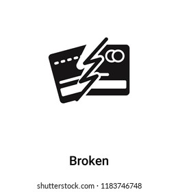 Broken icon vector isolated on white background, logo concept of Broken sign on transparent background, filled black symbol