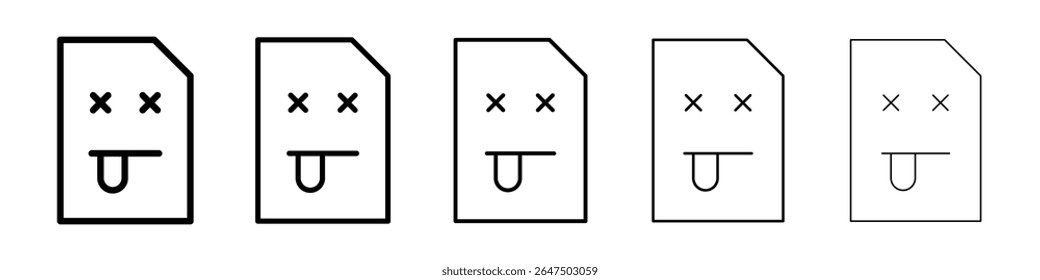 Conjunto de gráficos de iconos de Imagen rotos. estilo de línea de trazo de moda