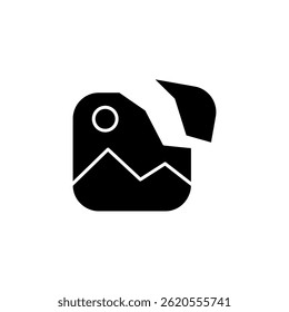 broken image icon, split gallery, no photo, simple flat style, illustration, logo sign symbol pictogram template, for ui or ux isolated on white for mobile app, editable