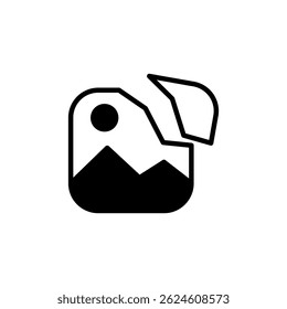 ícone de imagem quebrada, galeria dividida, sem foto, estilo simples plana, ilustração, símbolo de logotipo modelo pictograma, para ui ou ux isolado em branco para aplicativo móvel, editável