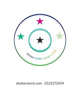 Quebrado dentro, tentando ocultar tipografia, silhueta vetor arte ilustração