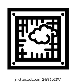 Broken jail window icon illustration isolated on square white background. Simple flat outlined cartoon art styled drawing.