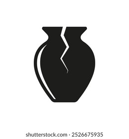 Broken jug icon. Clay jug with a crack. Vector. Flat design.